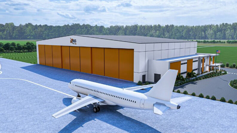 Rendering shows NAS MRO hangar at PGD