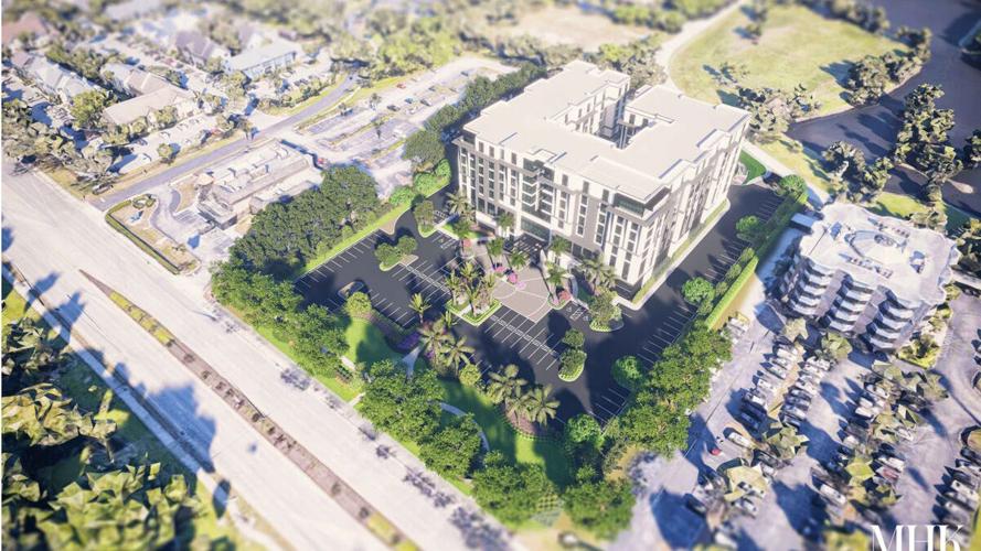 Aerial rendering shows proposed Naples hotel site