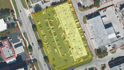 Aerial view of Pelican Plaza retail center on Marco Island