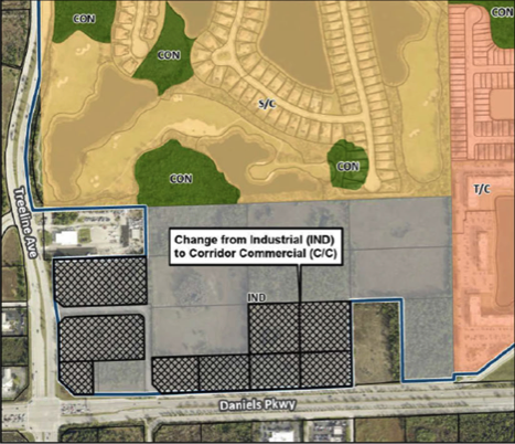 Treeline Avenue and Daniels Parkway north east corner map