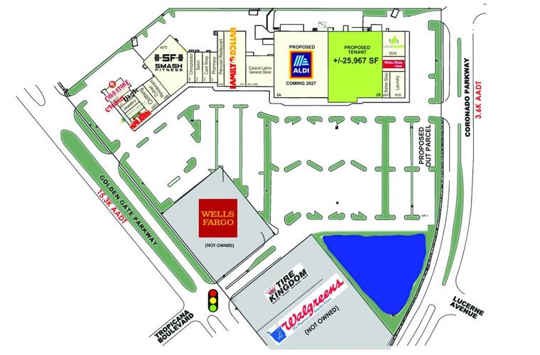 Site plan shows Aldi and future retail space