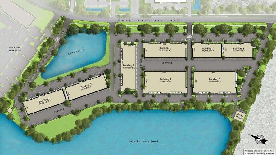 Site plan outlines Curry Commerce Center layout
