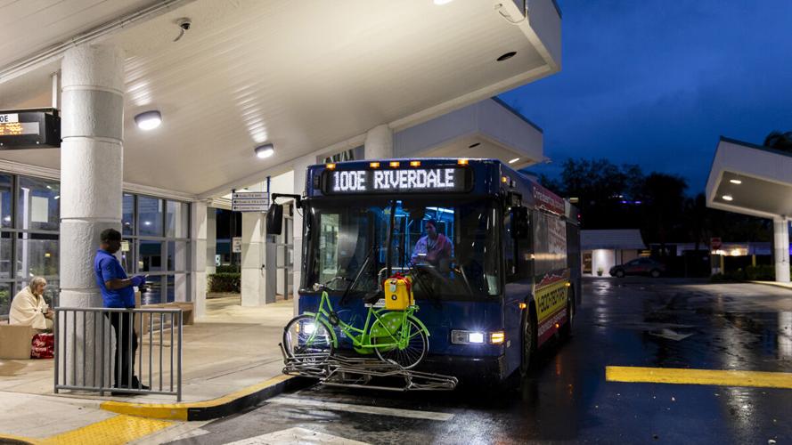 LeeTran bus arrives at Midtown transit center
