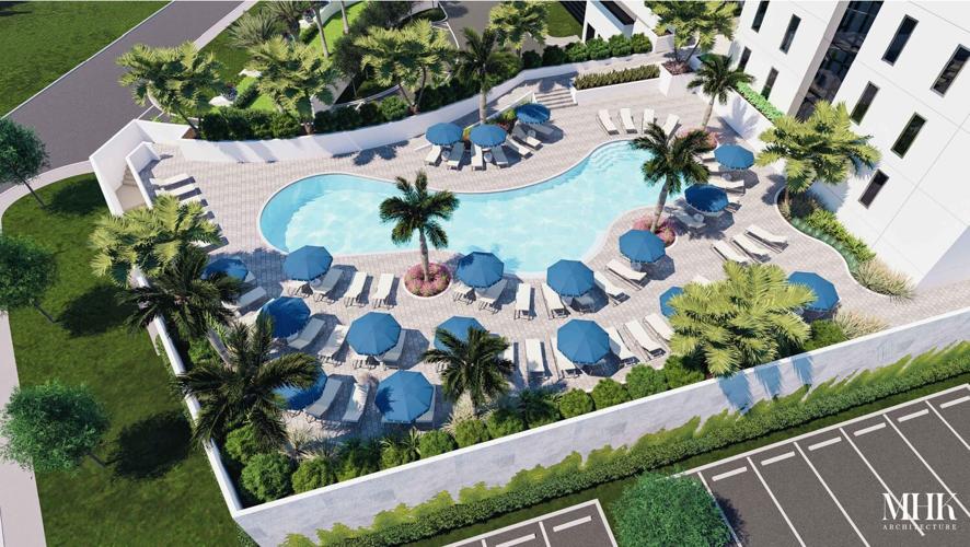 8-story hotel pool deck
