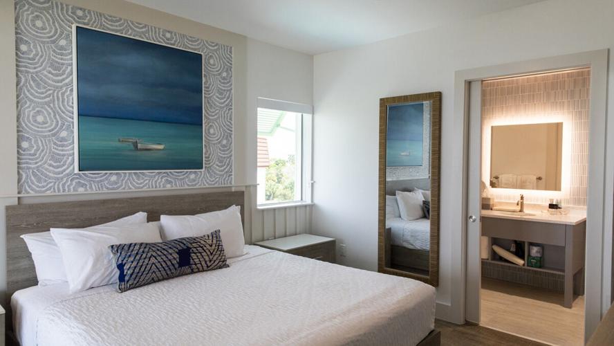 Guest suites feature modern coastal design