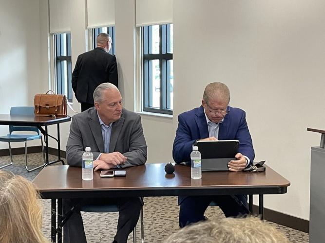 Dave Harner, left, Kevin Ruan, right, Lee-Charlotte conflict resolution meeting.jpeg