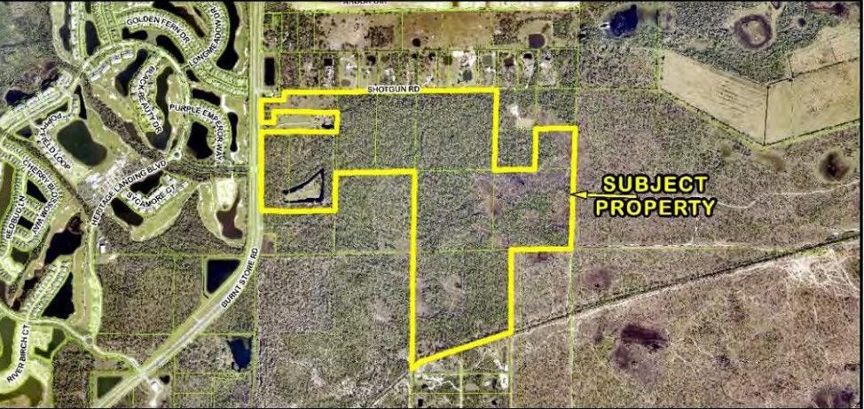 Aerial shows Burnt Store development site