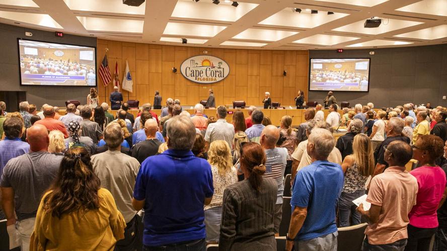 Crowd packs Cape Coral City Hall for utility hearing