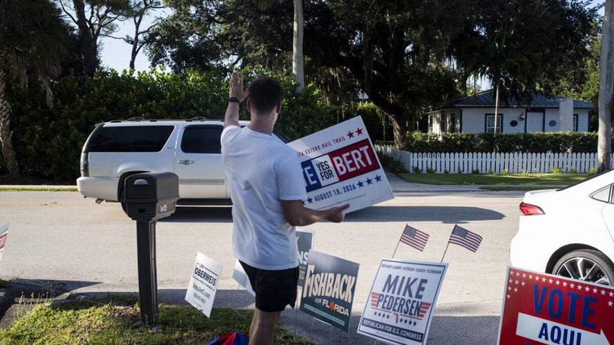 BERT supporter campaigns near Bonita polling place