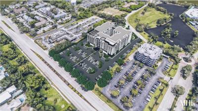 8-story hotel aerial