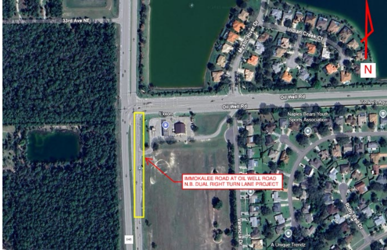 Aerial of Immokalee Road right-turn lane project