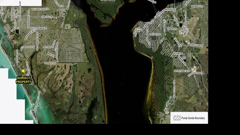 Map shows proposed rezoning site near Placida Road