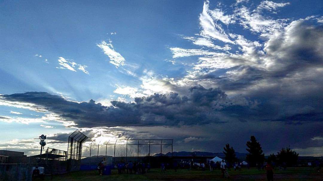 Clouds over the infield