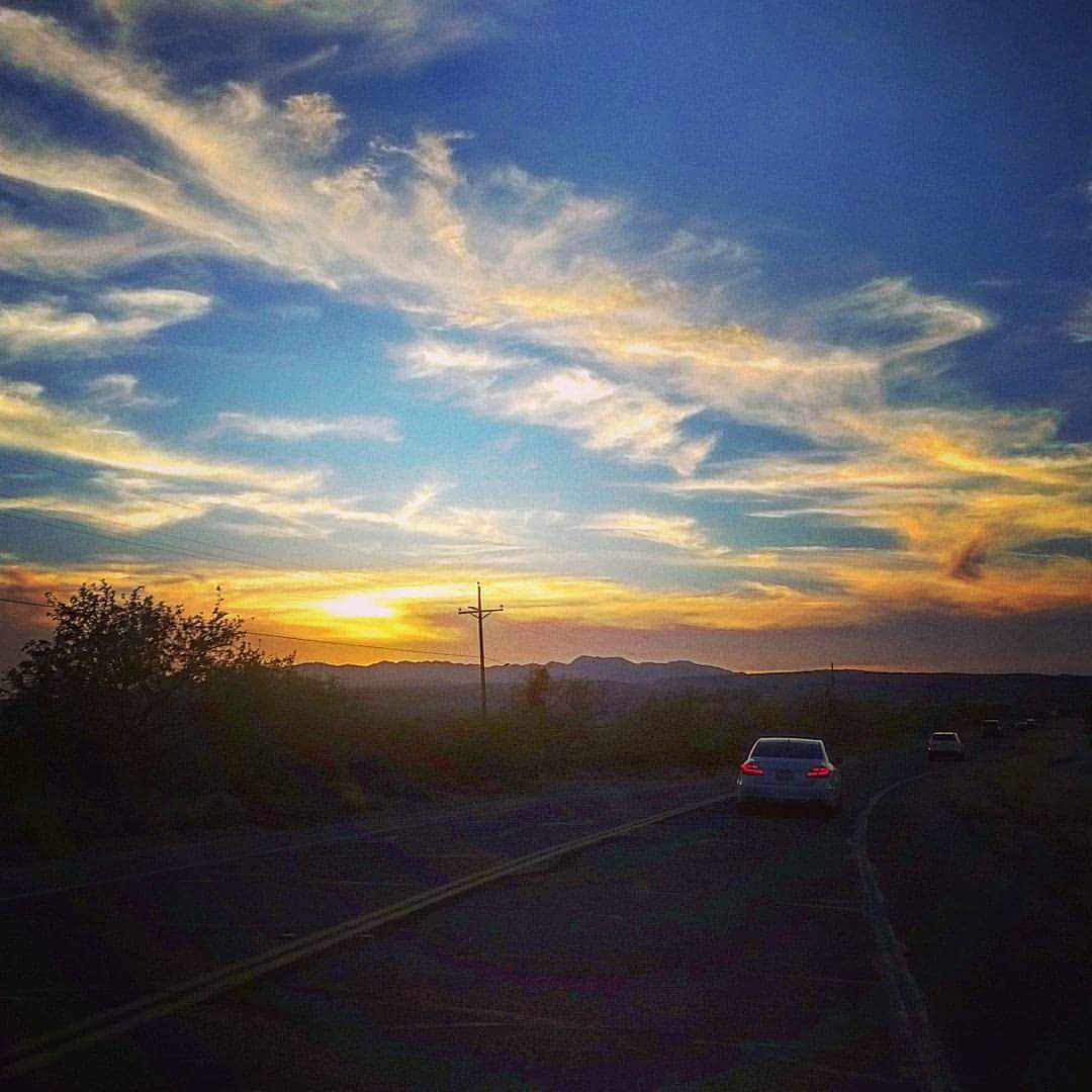 Roadway sunset