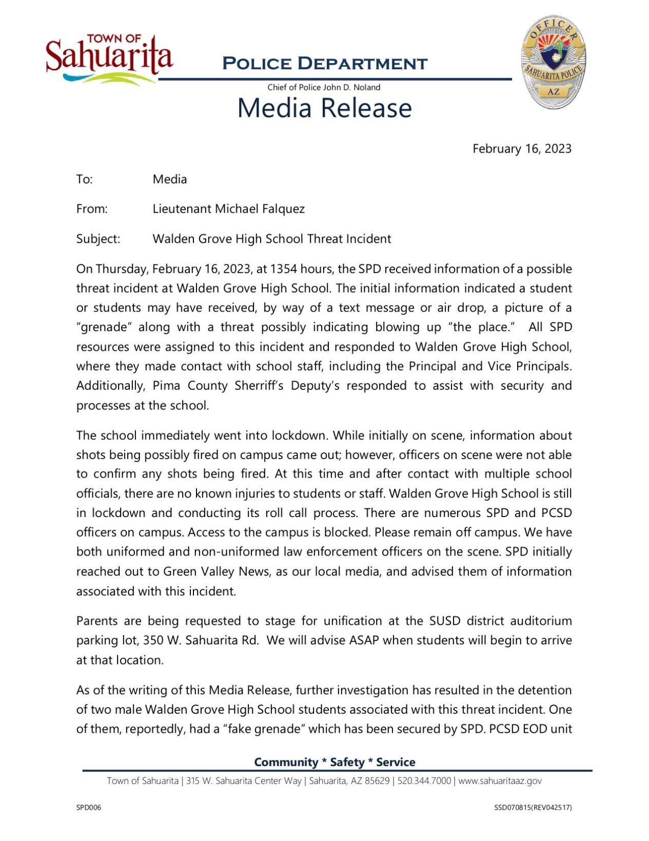 Sahuarita Police Officer Fired - effbg0w