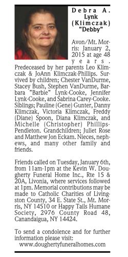 Debra A. Lynk (Klimczak) “Debby” - January 2, 2015 ...