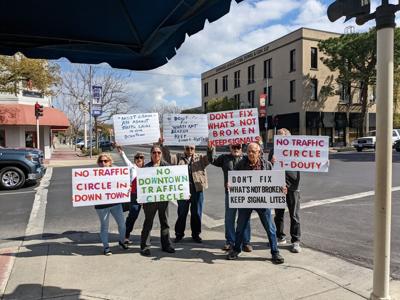 Protests against roundabout on Seventh and Douty continue