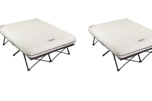 coleman queen airbed folding cot with side tables
