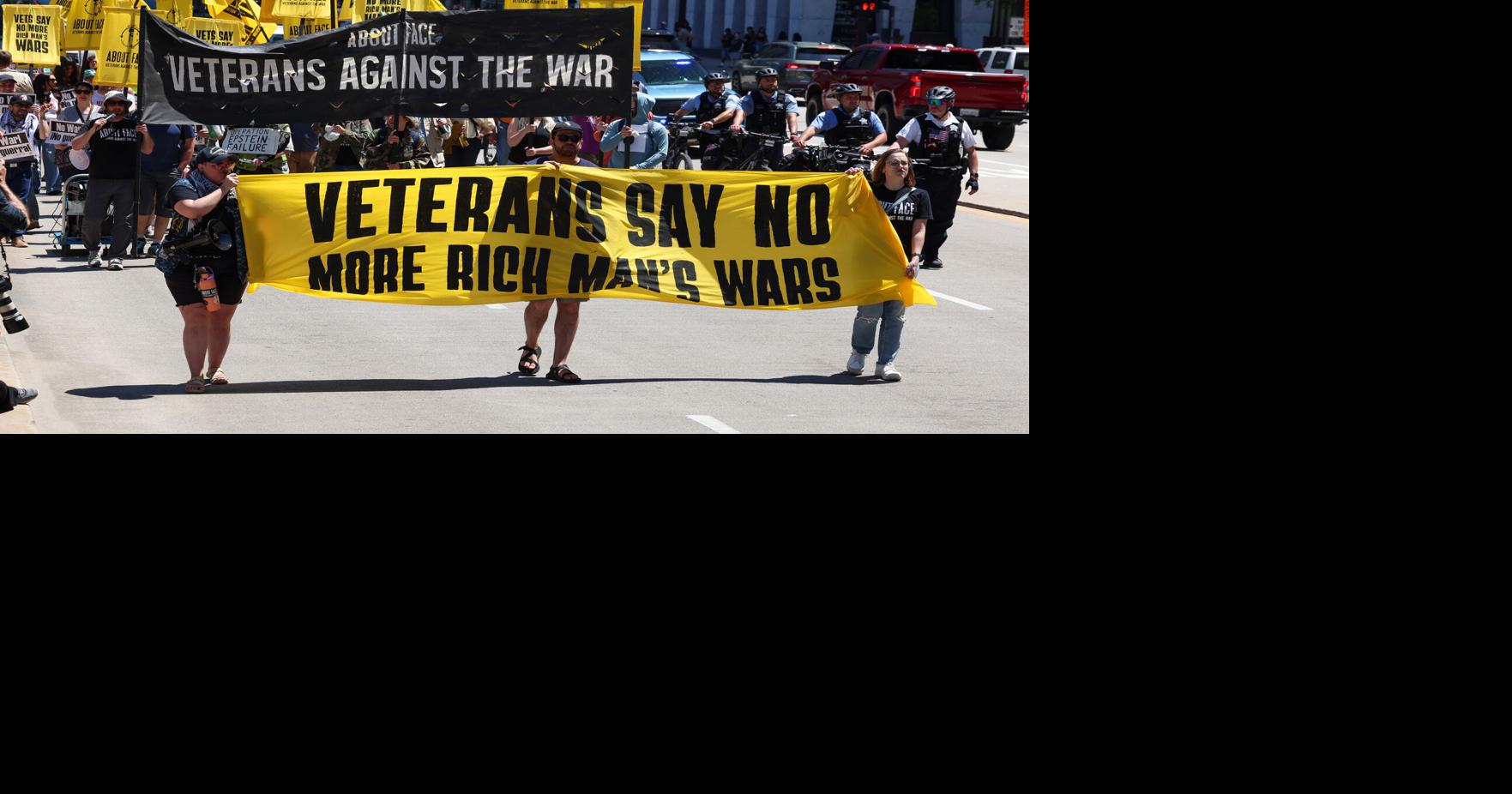 Veterans gather in downtown Chicago to protest Iran war, Trump administration actions