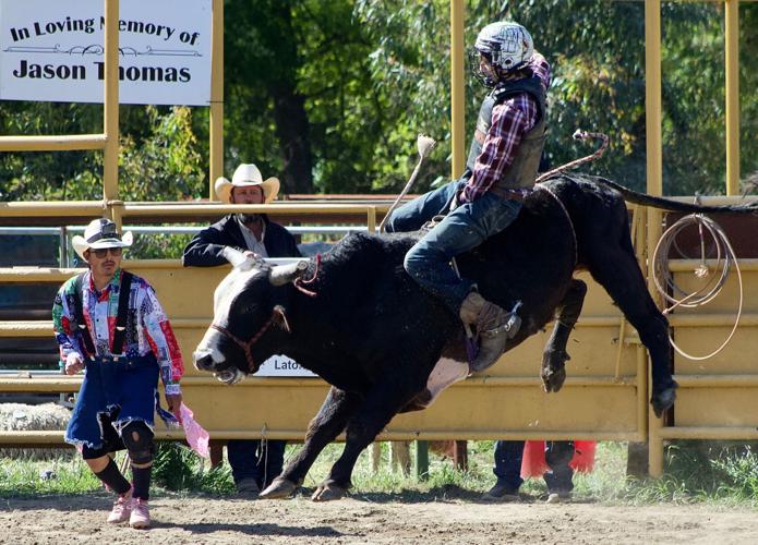 Bull riders showcase their skills at the 60th annual Laton Rodeo