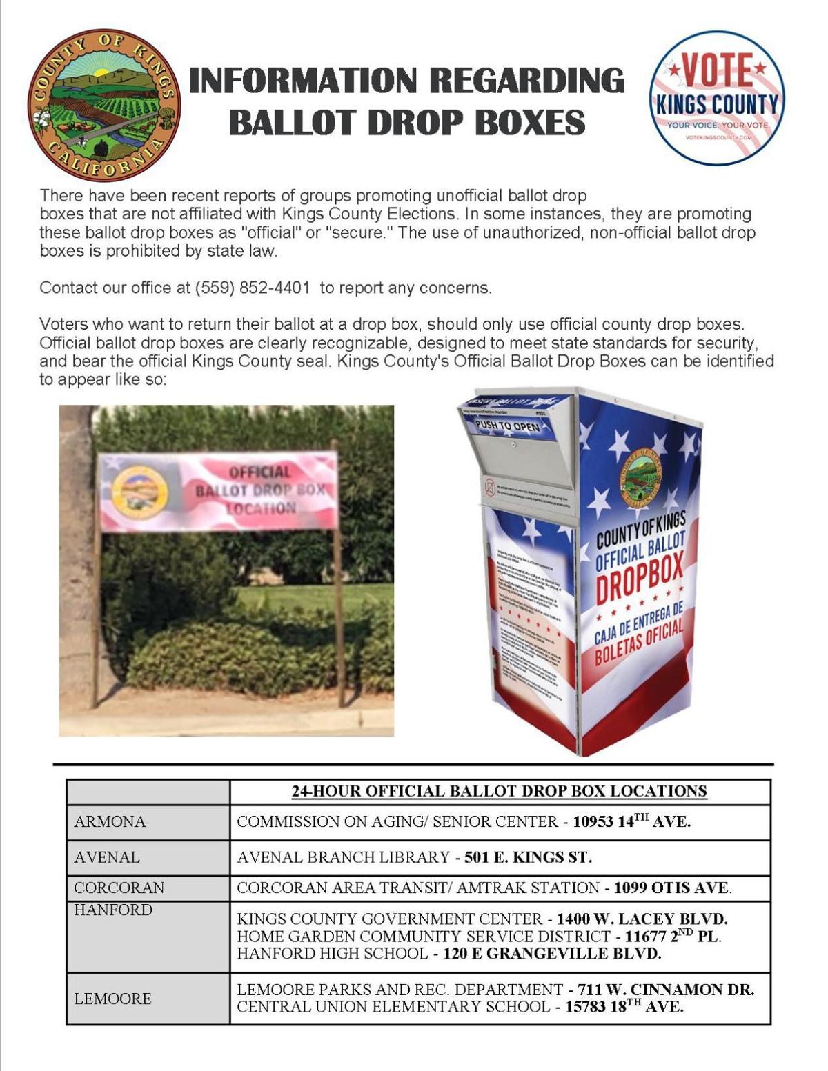 Elections Department Warns Voters About Unauthorized Ballot Drop Boxes News Hanfordsentinel Com