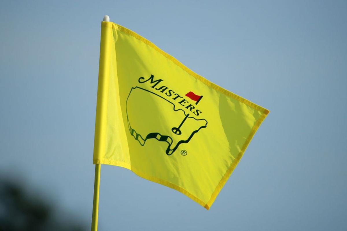 A detail of a Masters pin flag during the third round of the Masters at Augusta National Golf Club on April 13, 2019 in Augusta, Georgia.
