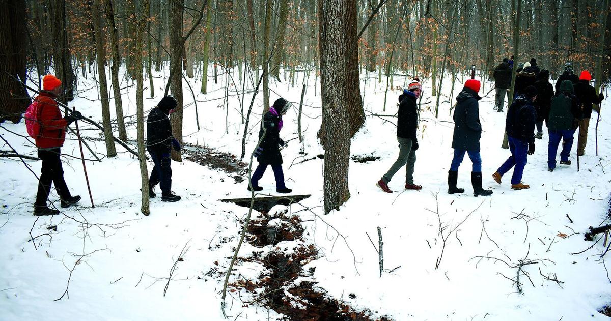 First Day Hikers explore the winter woods