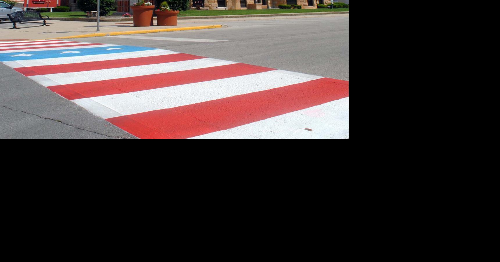 Patriotic pathways painted around courthouse square
