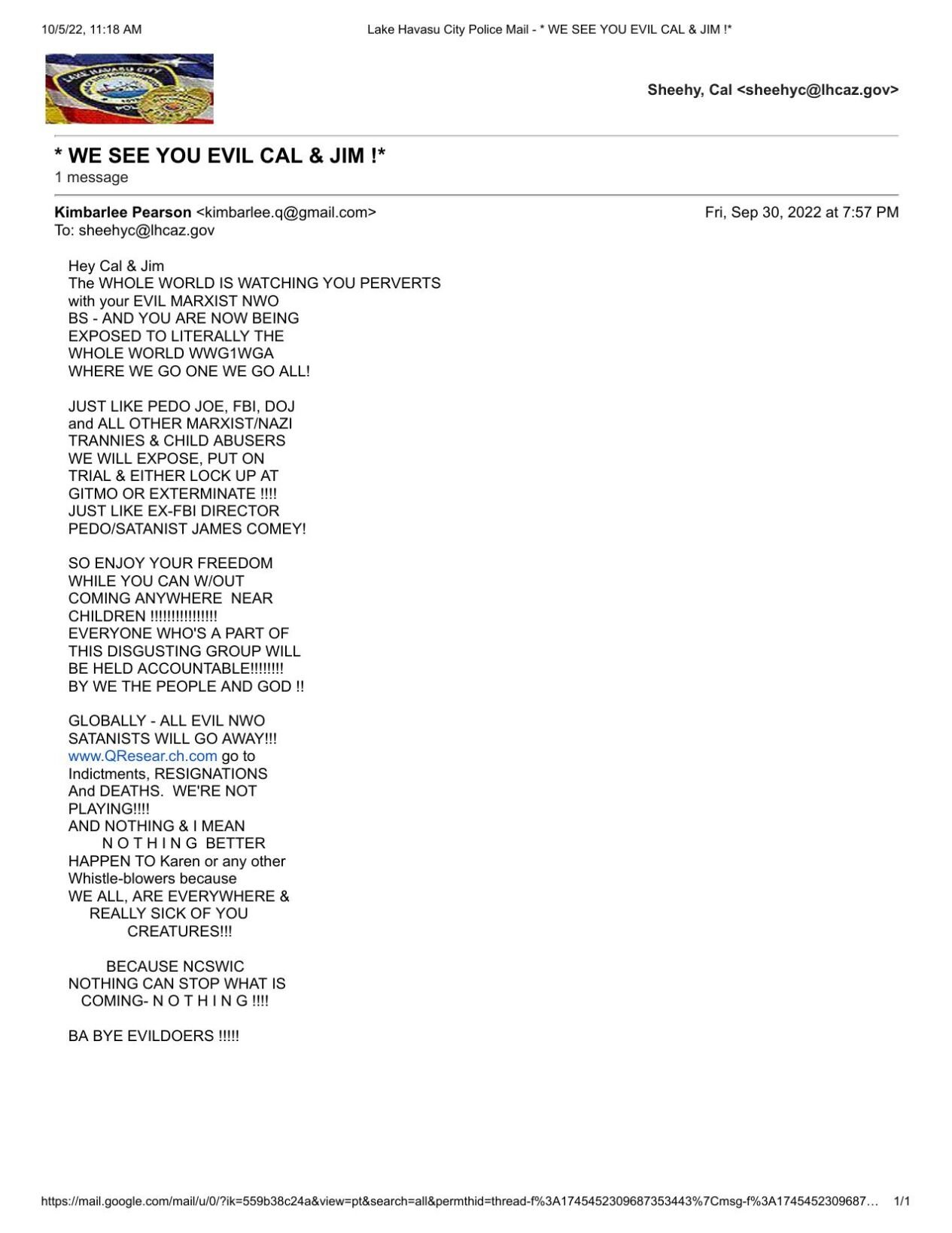 Lake Havasu City Police Mail _ WE SEE YOU EVIL CAL & JIM !_.pdf