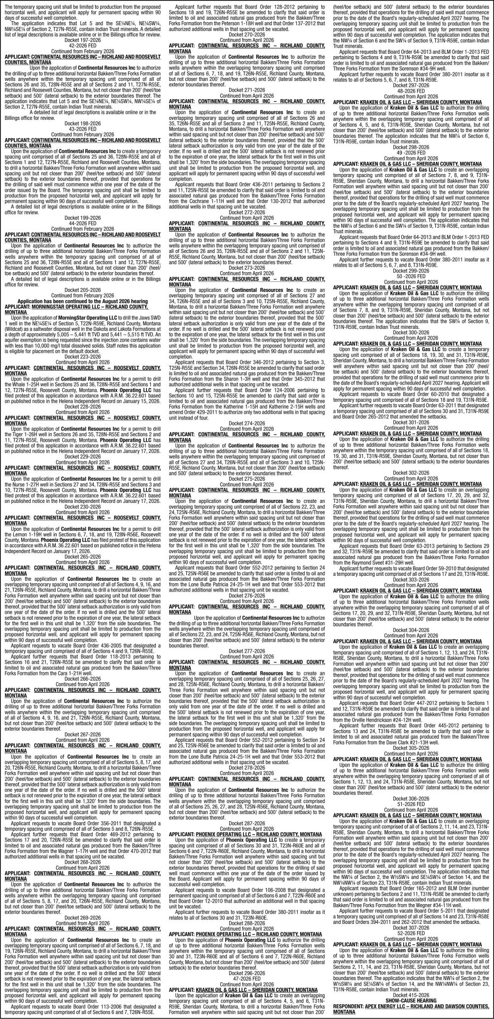 MT - Board of Oil & Gas Conservation - Ad from 2026-05-23