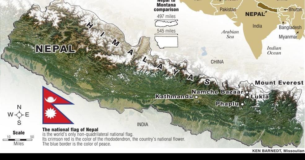 physical map of nepal