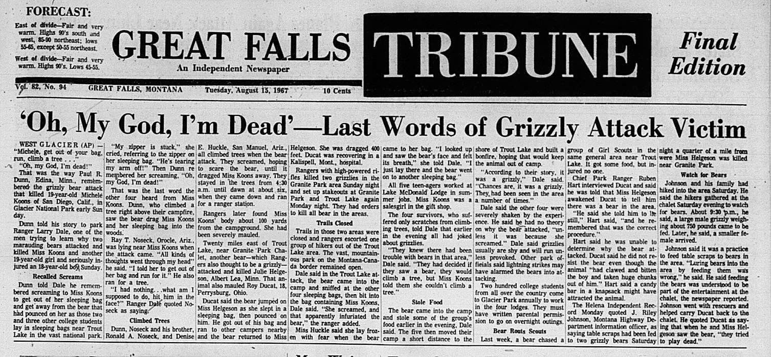 Night Of The Grizzlies: 2 Deaths In Glacier National Park Led To ...