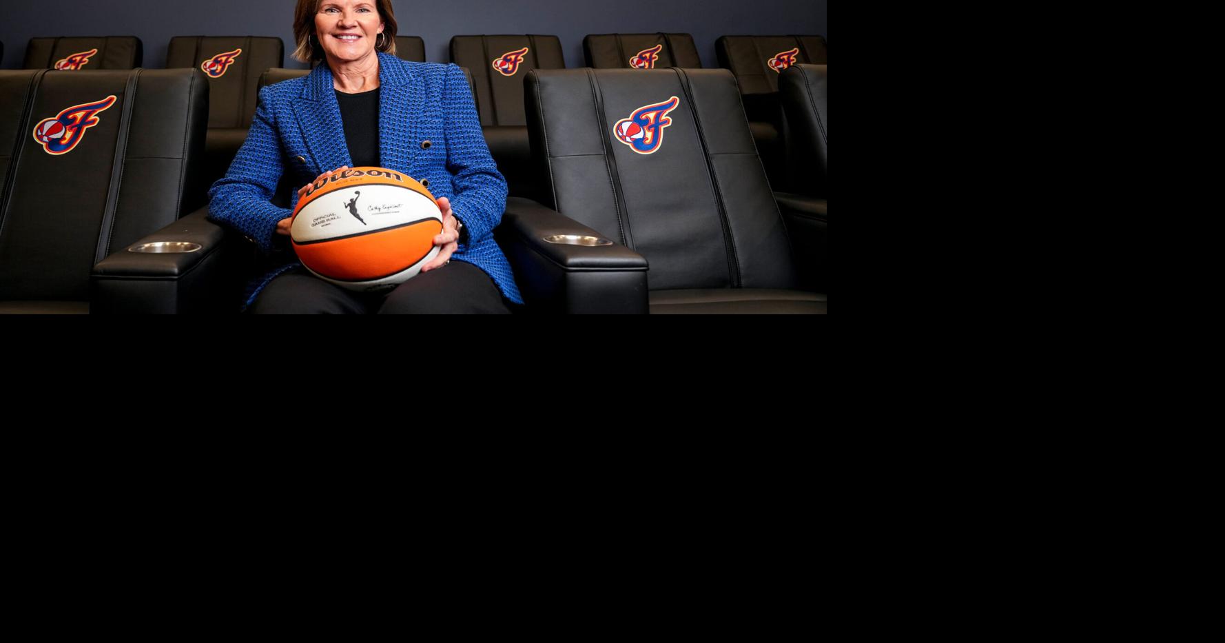 Kelly Krauskopf, president of the Indiana Fever, sits for a portrait Monday, Oct. 20, 2025, at Gainbridge Fieldhouse in