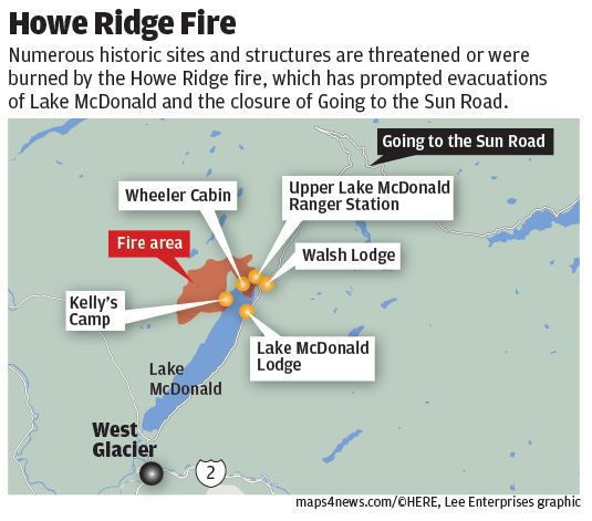 Glacier flames claim historic structures on Lake McDonald