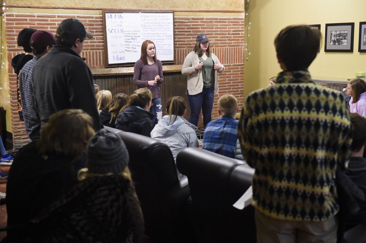 Mariah Thomas and Clara McRae lead the first meeting, Wednesday, of Helena Youth Against Gun Violence