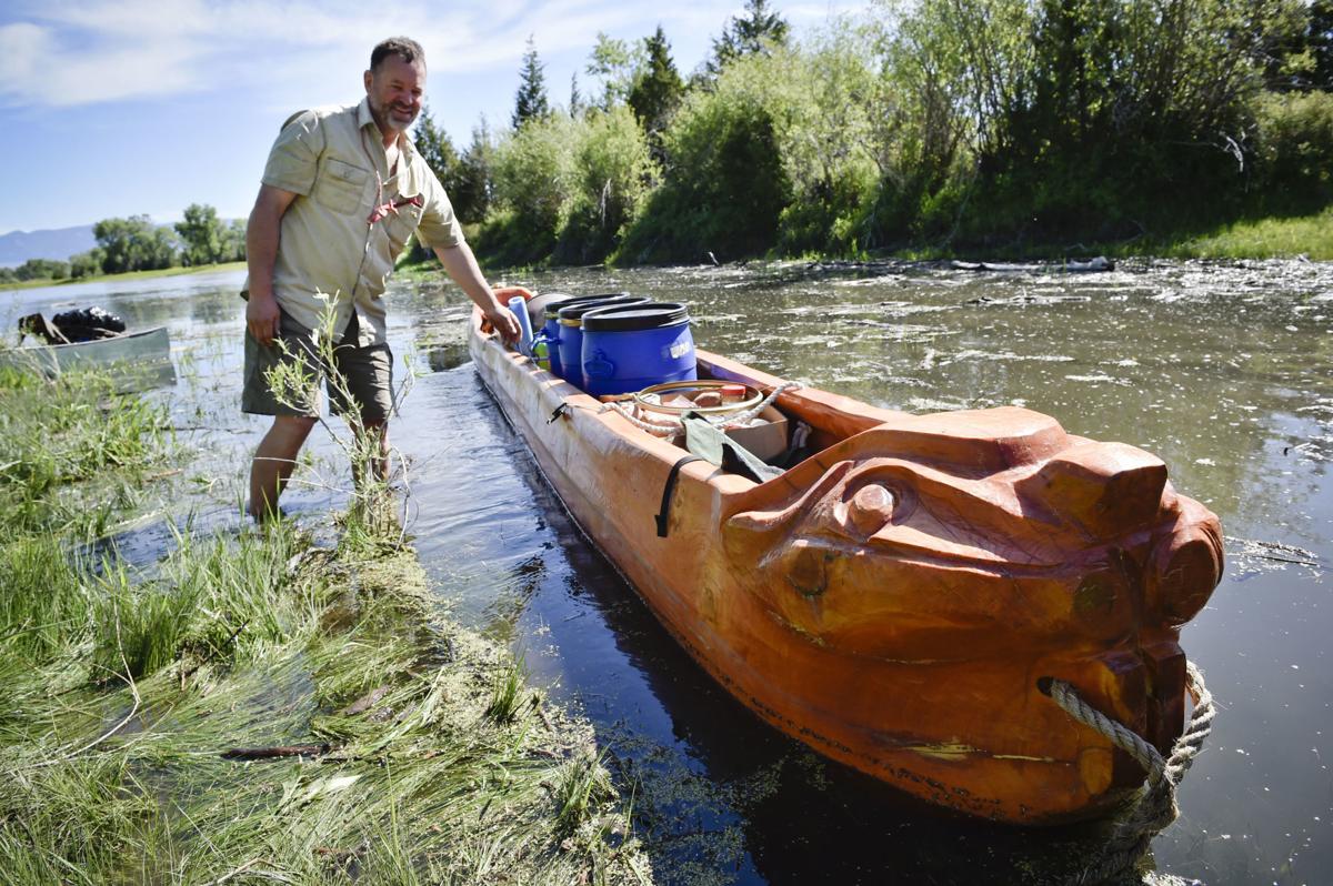 Thomas Elpel with his dugout canoe