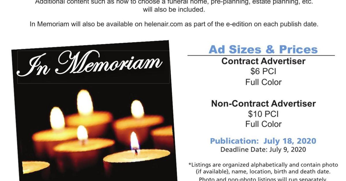 In Memory Adverts In Memoriam July 2020 Sales Flyer