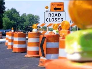 Road construction image road work stock