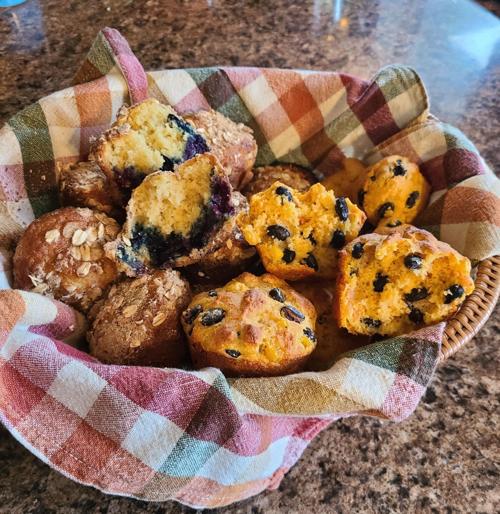 Blueberry Muffins and Black Bean and Salsa Corn Muffins