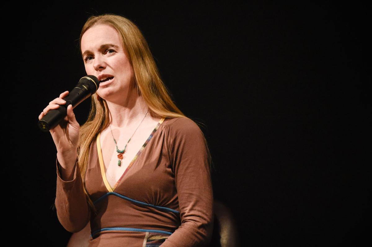 Montana Human Rights Network Co-Director Rachel Carroll Rivas introduces Eric Ward Thursday night at the Myrna Loy Center. (copy)