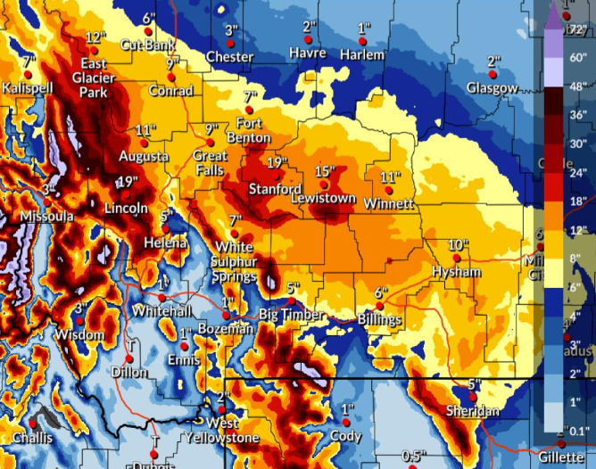 Gusty winds, heavy snow still on track for central Montana