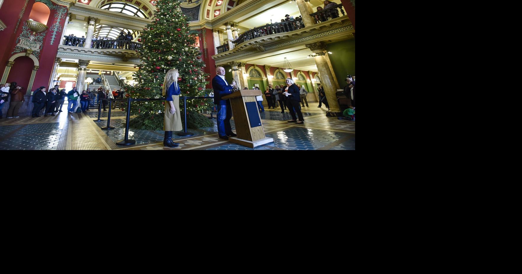 Gianforte lights Montana Capitol Christmas tree