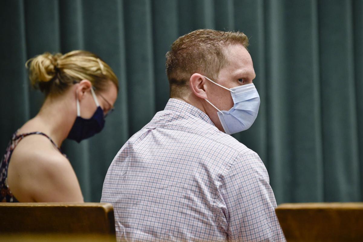 Taylor Charles Pearce, 34, listen to testimony earlier week during his trial before judge Mike McMahon at the Lewis and Clark County Courthouse.