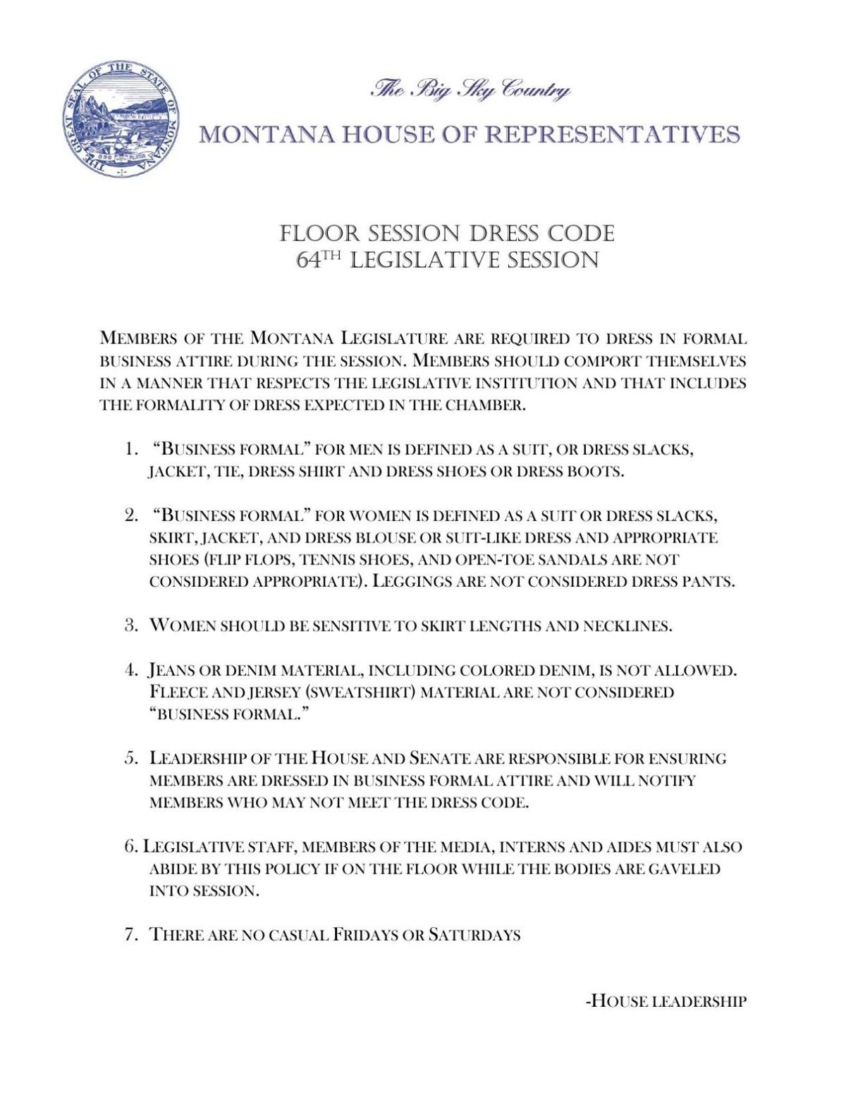 2015 Montana Legislature Dress Code Helenair Com