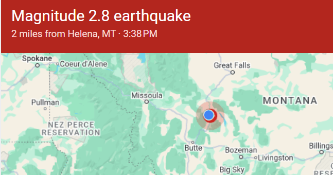 The size of 2.8 earthquake strikes Sunday near Helena