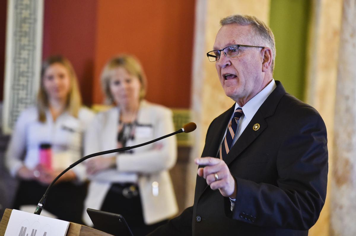Attorney General Tim Fox speaks