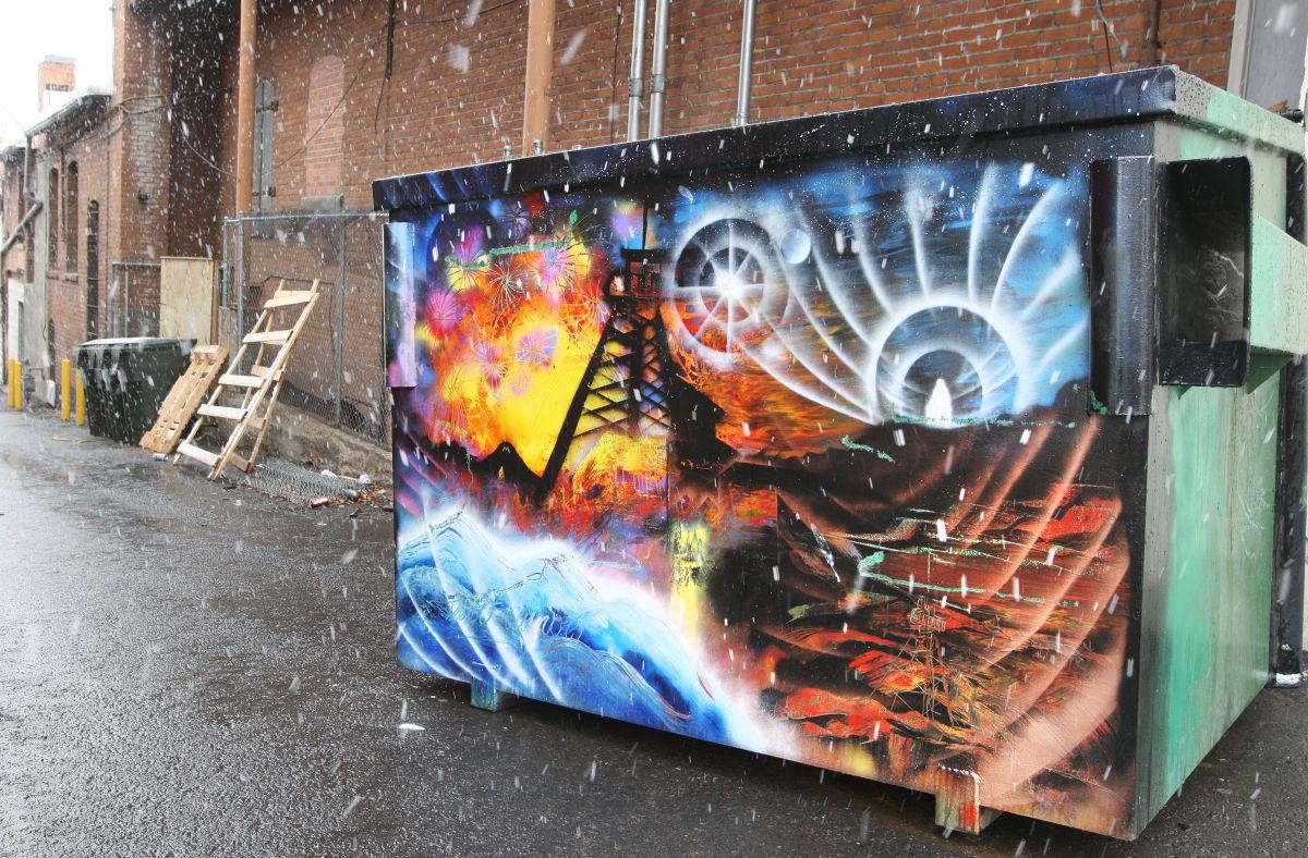 Trashy Art Garbage Bin Painter Calls Butte A Blank Canvas