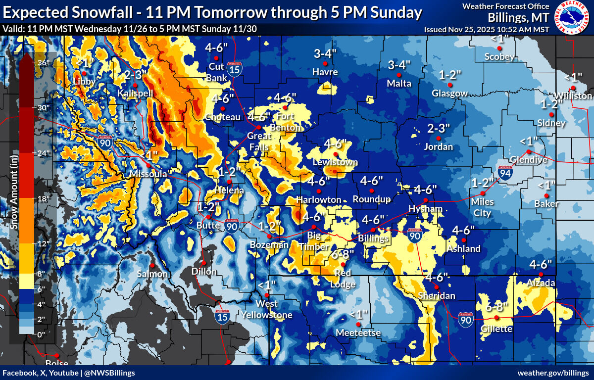 Snow, cold could affect Thanksgiving travel across Montana