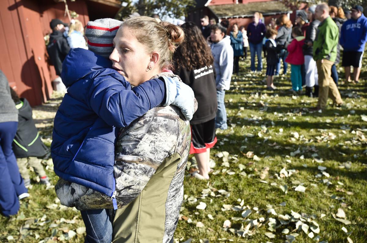 Marnie Wedgwood hugs her son after an improvised explosive device
