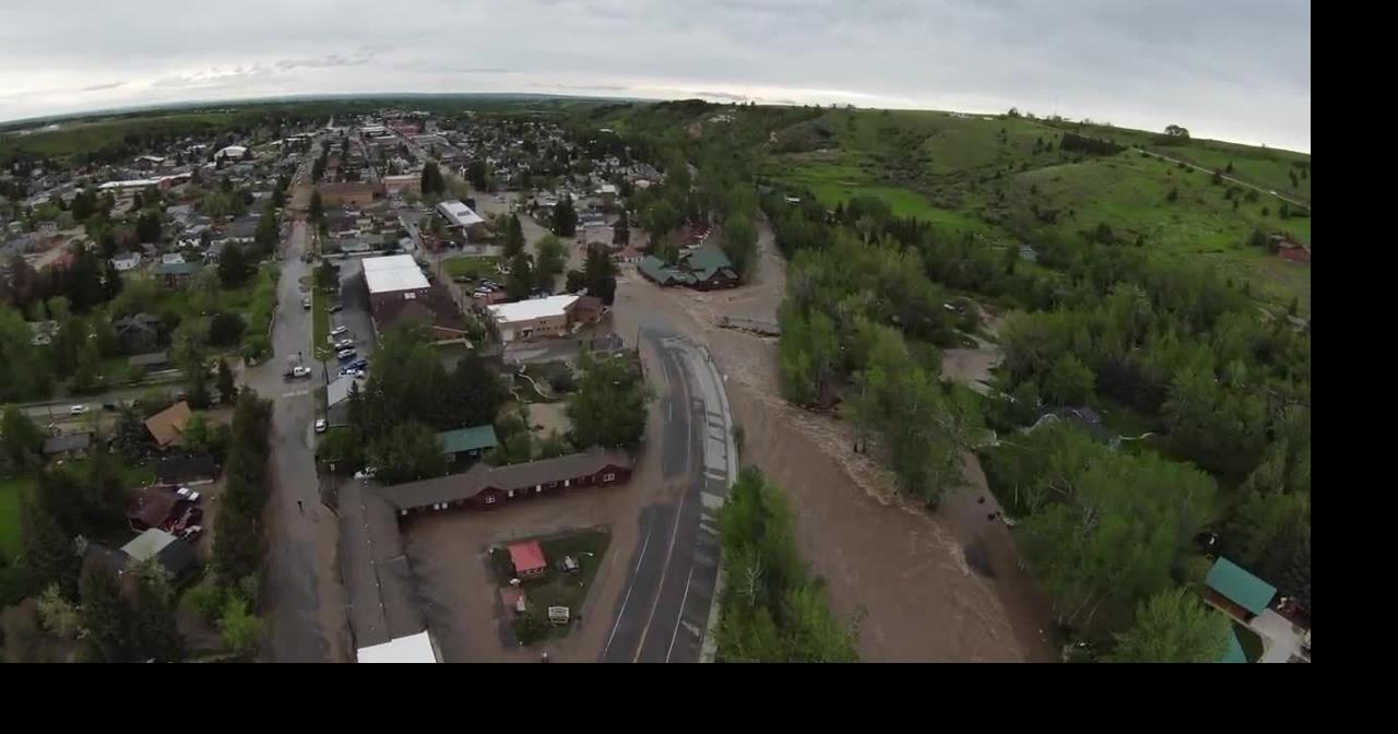 Drone footage of devastating flood Red Lodge